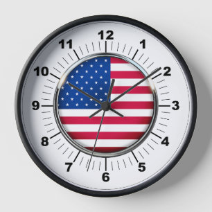 Wall Clock, 10" USA Black Wooden Frame Clock