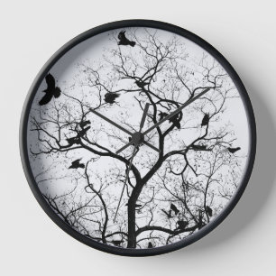 Wall Clock, 25.4 cm Round Natural Wood Frame Clock