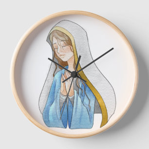 Wall Clock, 25.4 cm Round Natural Wood Frame Clock