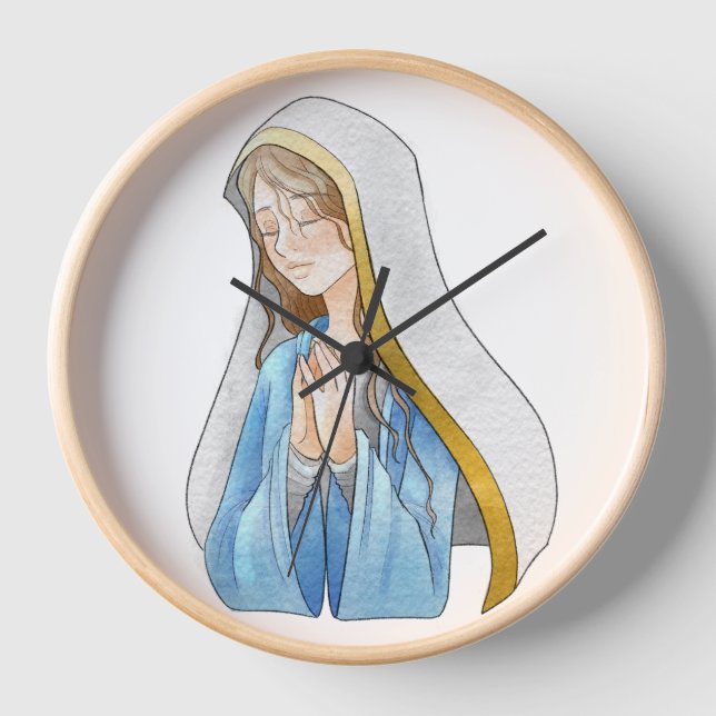 Wall Clock, 25.4 cm Round Natural Wood Frame Clock (Front)