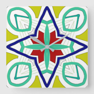 Wall Clock, A colourful classic design  Square Wal Square Wall Clock