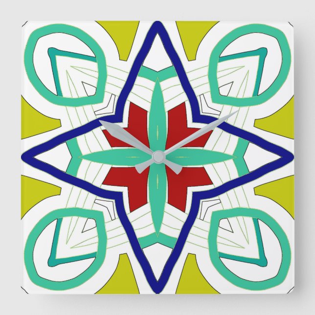 Wall Clock, A colourful classic design  Square Wal Square Wall Clock (Front)