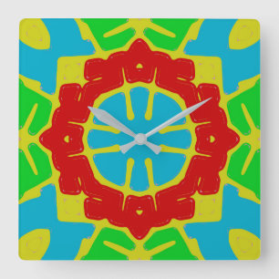 Wall Clock, A cute colourful classic design   Square Wall Clock
