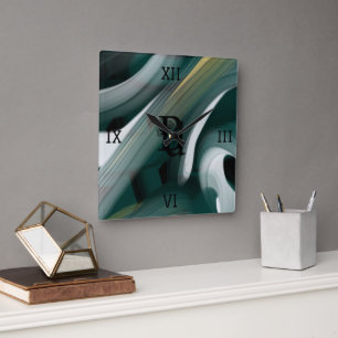 Wall Clock Abstract Trend Interior Decor Green