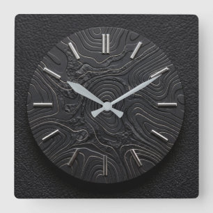 Wall Clock Black Basalt + Silver Style Dial