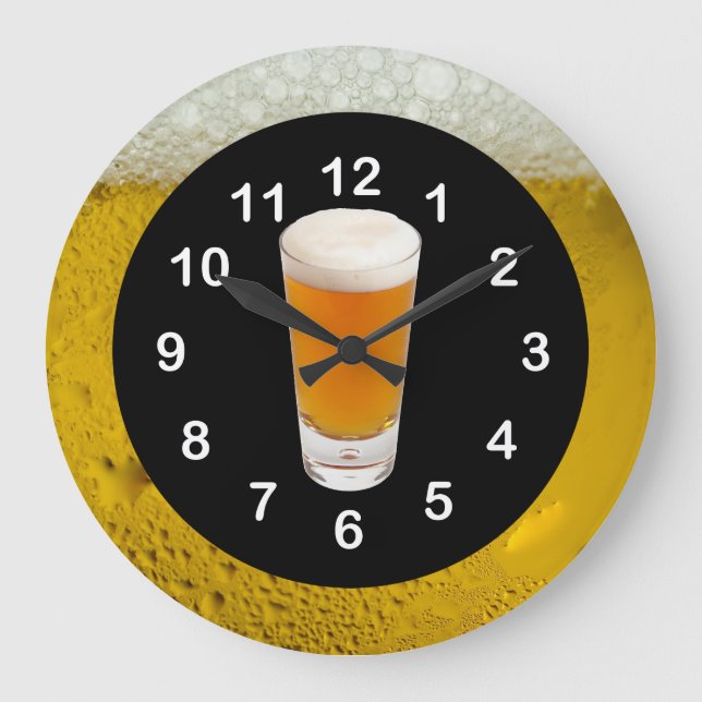 Wall Clock Black Gold The Time is Beer O'Clock (Front)