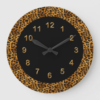 Wall Clock Black Leopard Print Animal