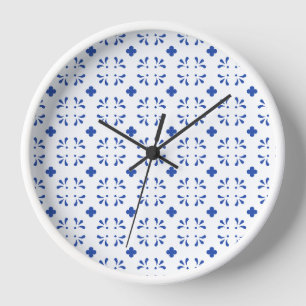 Wall Clock Blue White Pattern Chinoiserie Chic