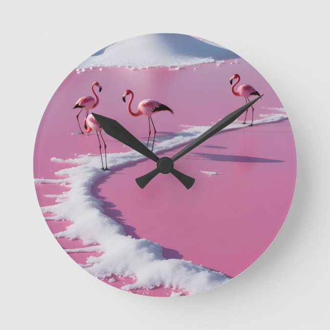 Wall Clock bonaire salt flats pink (Front)
