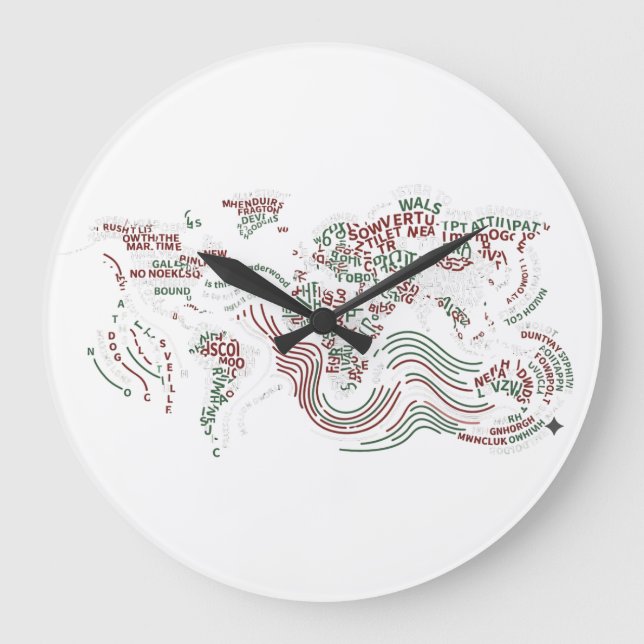 Wall Clock Decor Earth typographic Design (Front)