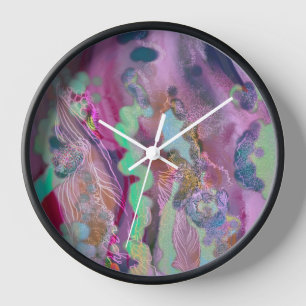 Wall clock Digital abstract pink trendy stylish