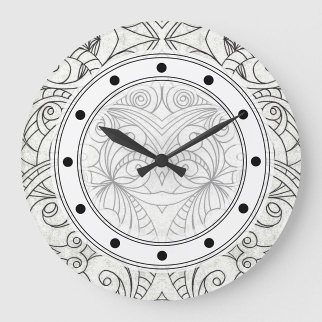 Wall Clock Drawing floral abstract (Front)