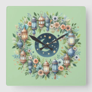 Wall Clock-Eid Mubarak Wreath Wall Clock