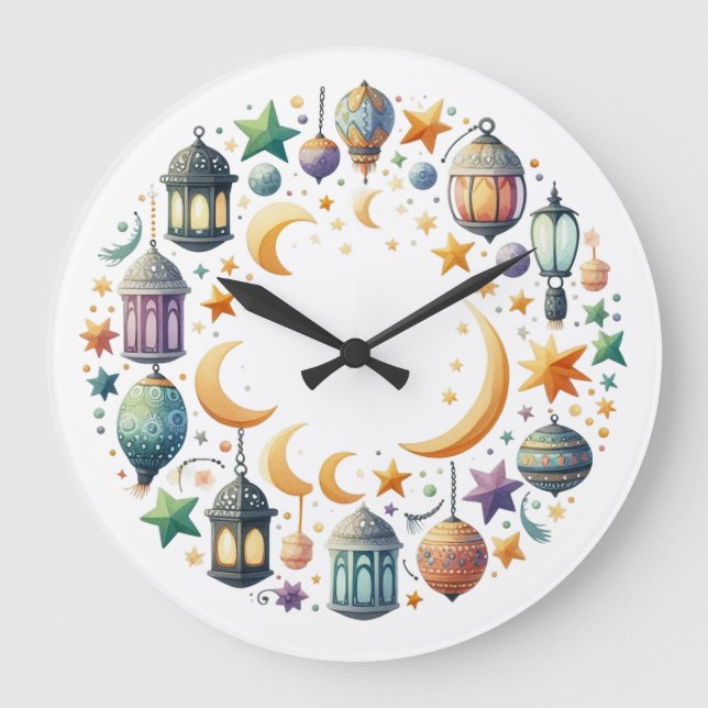 Wall Clock-Eid Mubarak Wreath Wall Clock (Front)