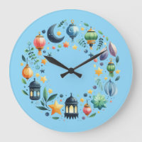 Wall Clock-Eid Mubarak Wreath Wall Clock