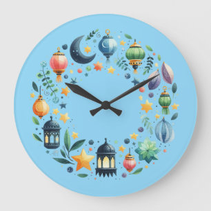 Wall Clock-Eid Mubarak Wreath Wall Clock
