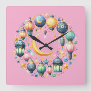 Wall Clock-Eid Mubarak Wreath Wall Clock