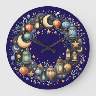 Wall Clock-Eid Mubarak Wreath Wall Clock