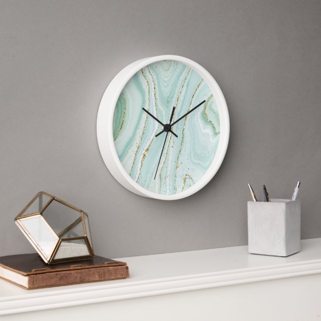 Wall Clock elegant hand painted liquid marble desi (Office)