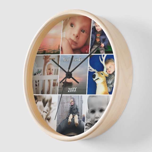 Wall Clock Family or Couple's Photo Collage (Angle)