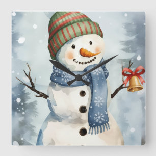 Wall Clock “Festive Snowman with Bell – Cozy Chris