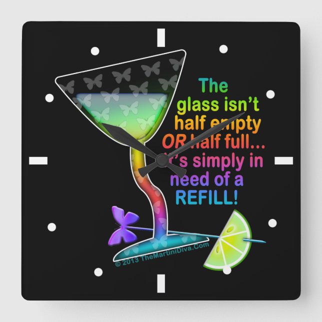 WALL CLOCK - GLASS HALF FULL (Front)