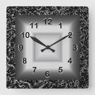 Wall Clock Grey Metal Look Black Silver