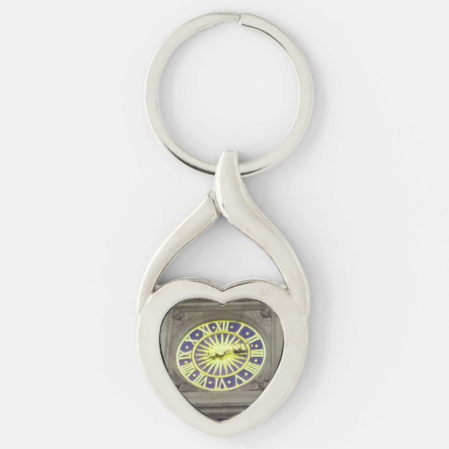 Wall Clock Heart Keychain (Front)