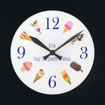 Wall Clock - It's Ice Cream Time<br><div class="desc">Cute and unique wall clock with illustrated ice cream designs.</div>