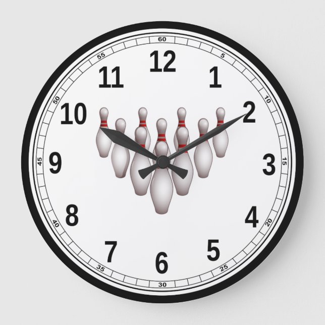 Wall Clock (Large) Bowling Pins (Front)