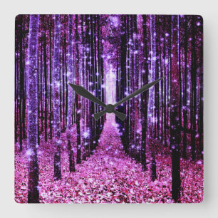 Wall Clock Magical Forest Purple Pink