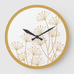 Wall Clock - Mod Dandelions in Gold