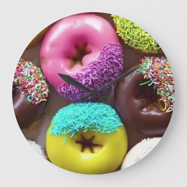 Wall Clock - Multi Coloured Doughnuts (Front)