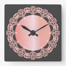 wall clock ornamental look, rosegold tones