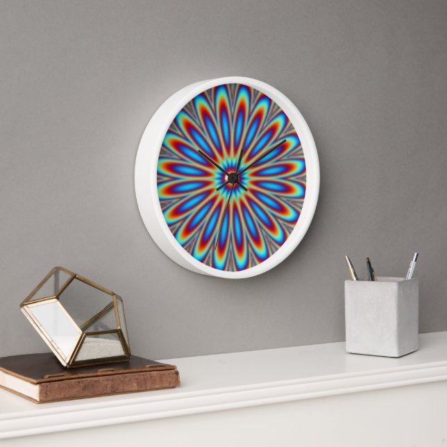  Wall Clock - Psychedelic Art Flower (Office)