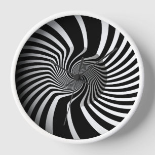 Wall Clock - Psychedelic Art Swirl B/W