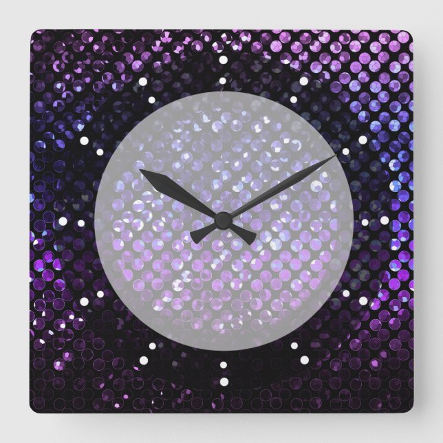 Wall Clock Purple Crystal Bling Strass (Front)