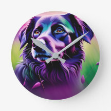Wall Clock - Purple Dog