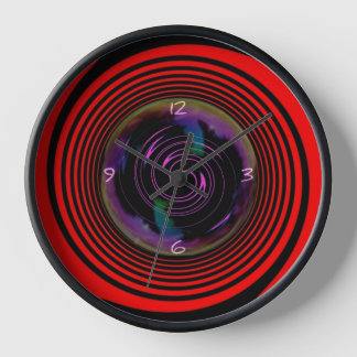 Wall Clock  red & black swirl 