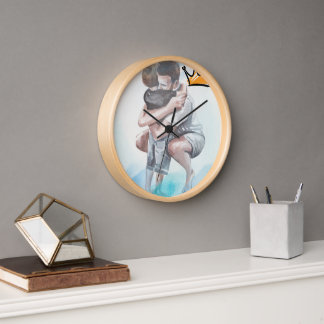Wall Clock Round Natural Wood Frame