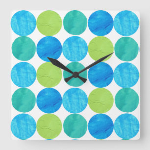 Wall Clock, Square, Blue Moons Pattern Square Wall Clock