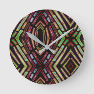 Wall Clock Stained Glass Vibe Colourful Jewels 