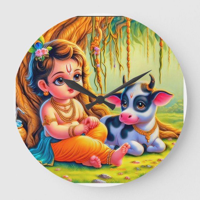 Wall Clock -Start  Day with Blessings of Krishana  (Front)