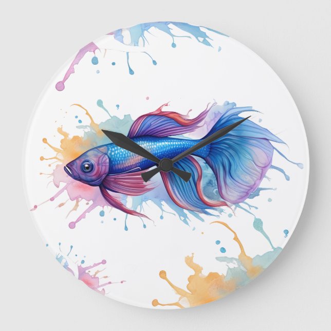 Wall Clock - Watercolor Series: Betta Fish (Front)