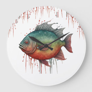 Wall Clock - Watercolor Series: Piranha