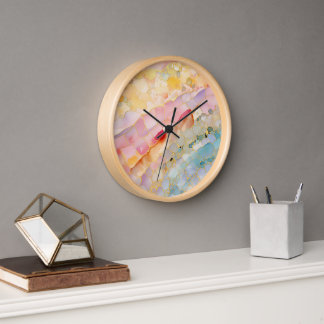 Wall clock with abstract pattern. Pastel colours