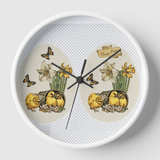 Wall clock with chickens
