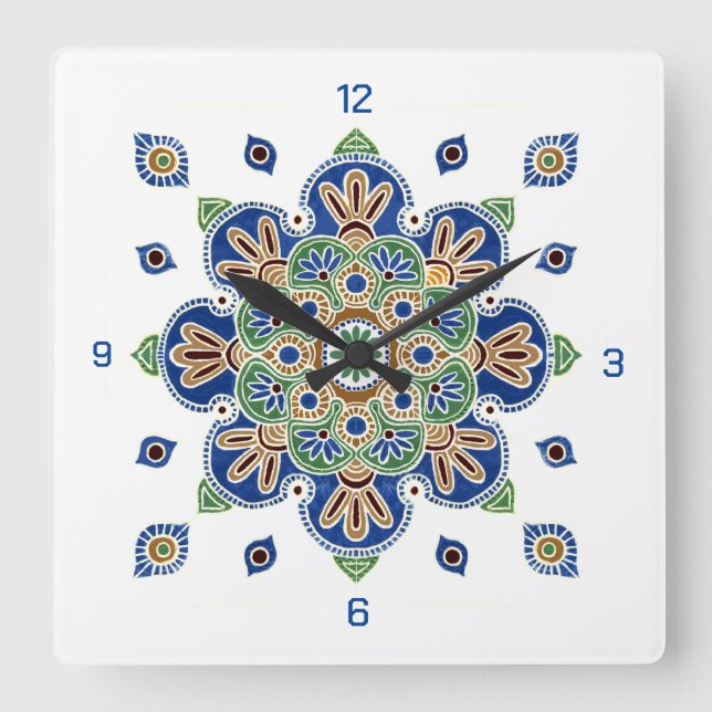 Wall Clock with Colourful Medallion design (Front)