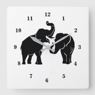 Wall Clock with Couple Elephants
