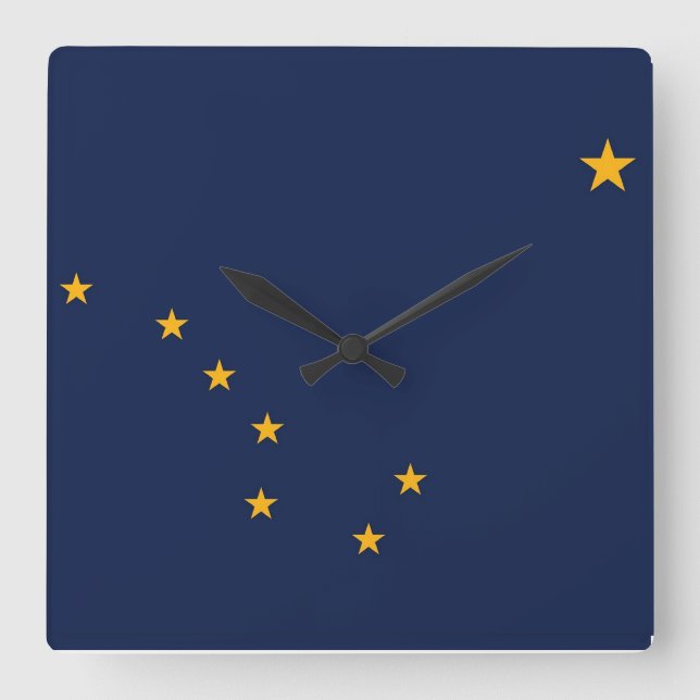 Wall Clock with Flag of Alaska, USA (Front)